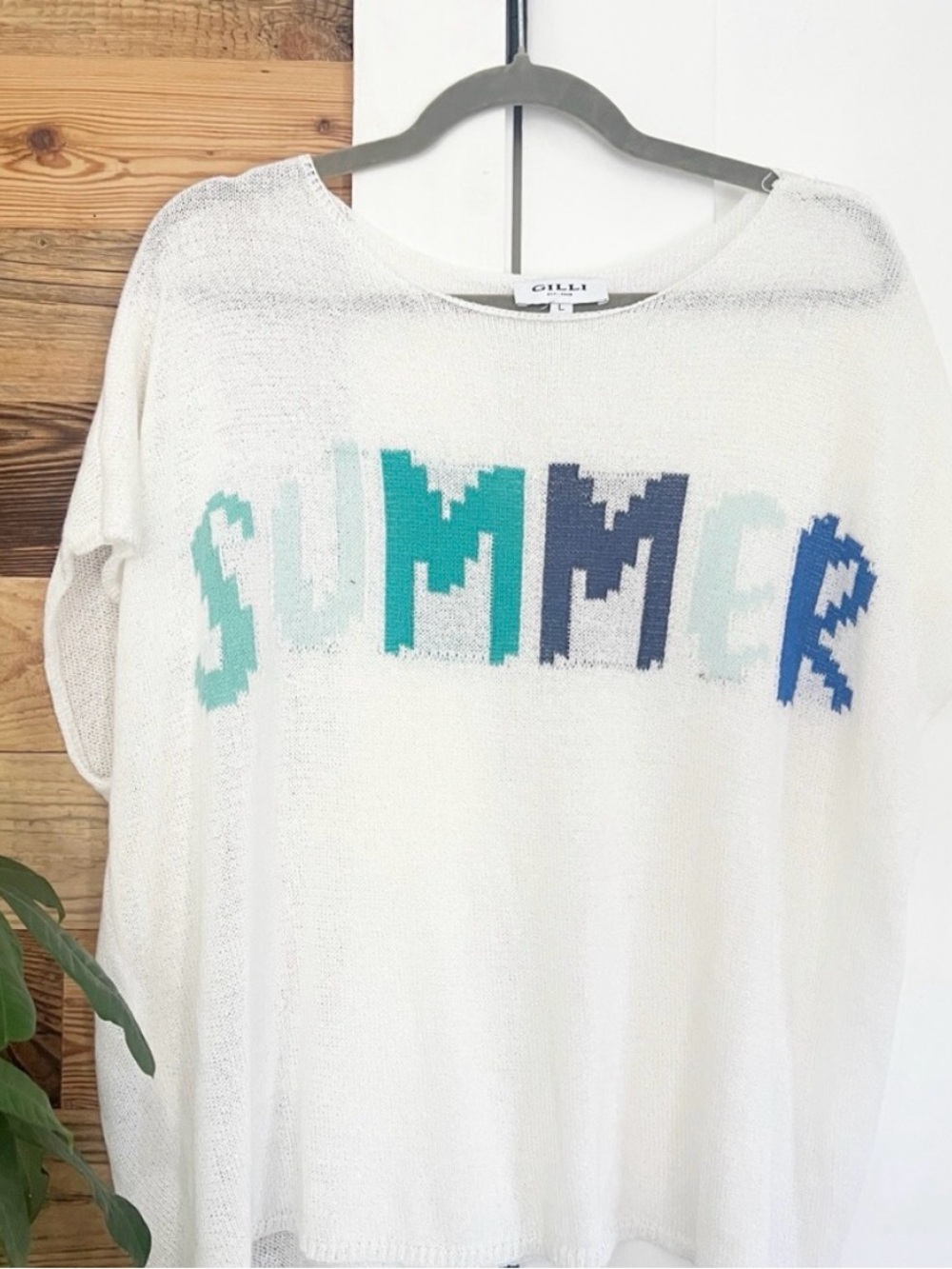Lightweight 'SUMMER' Knit Top with Color Block Lettering - Picture 2 of 2